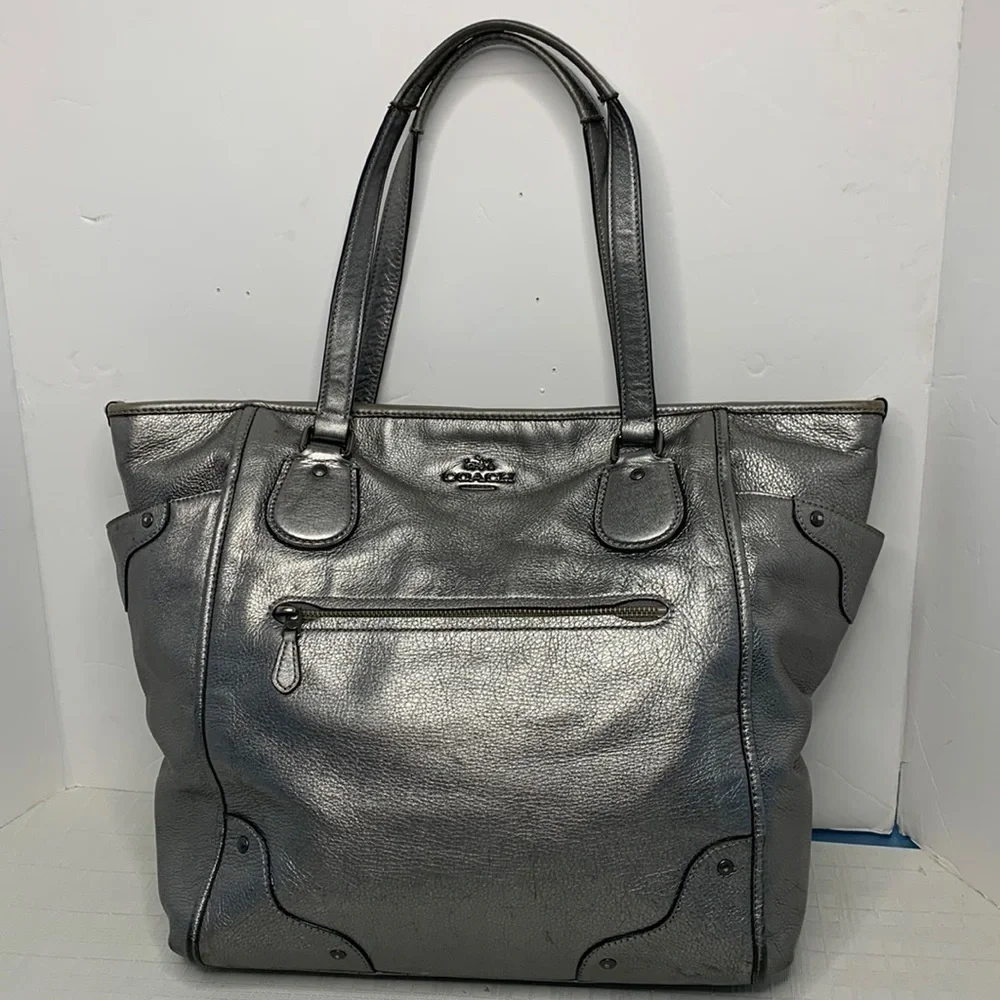 MICKIE TOTE IN GRAIN LEATHER (COACH F34039) ANTIQUE NICKEL/SILVER